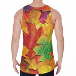 Autumn Maple Leaves Print Men's Velvet Tank Top