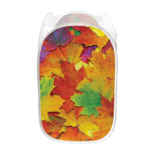 Autumn Maple Leaves Print Mesh Laundry Hamper
