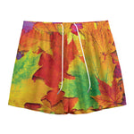 Autumn Maple Leaves Print Mesh Shorts