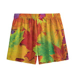 Autumn Maple Leaves Print Mesh Shorts