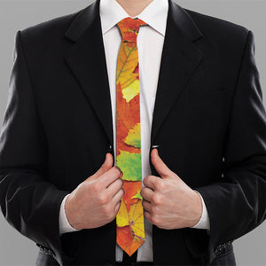 Autumn Maple Leaves Print Necktie