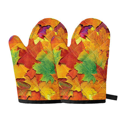 Autumn Maple Leaves Print Oven Mitts