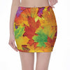 Autumn Maple Leaves Print Pencil Mini Skirt