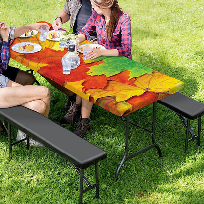Autumn Maple Leaves Print Picnic Table Cover
