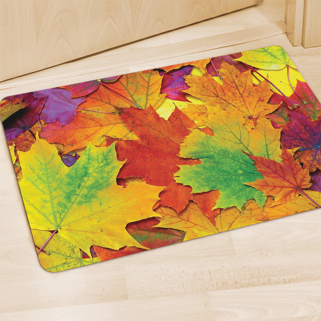 Autumn Maple Leaves Print Polyester Doormat