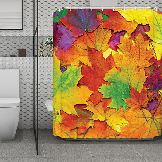 Autumn Maple Leaves Print Polyester Shower Curtain