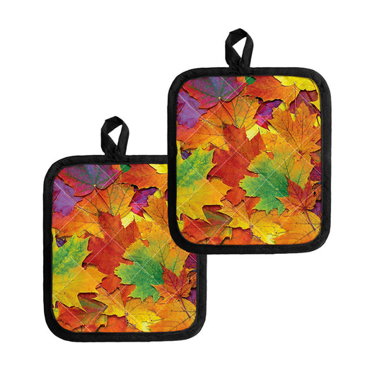 Autumn Maple Leaves Print Pot Holders