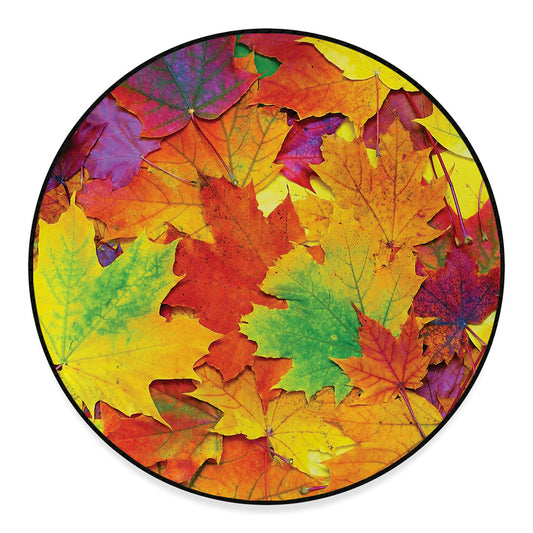 Autumn Maple Leaves Print Round Floor Mat