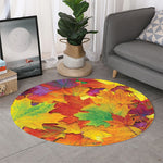 Autumn Maple Leaves Print Round Rug