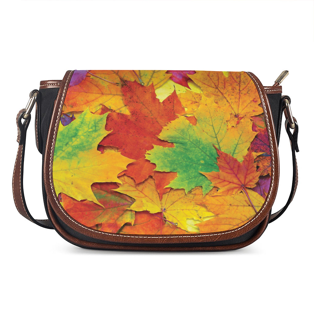 Autumn Maple Leaves Print Saddle Bag