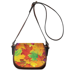 Autumn Maple Leaves Print Saddle Bag