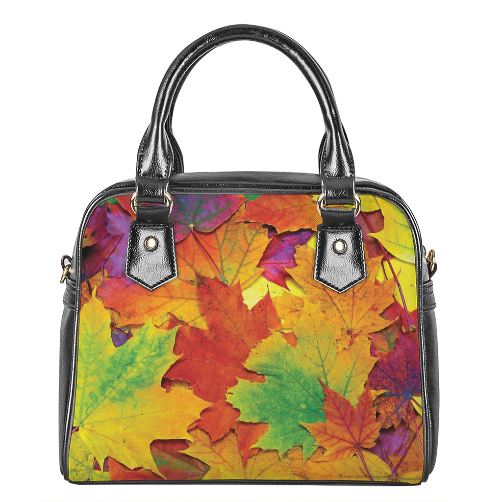 Autumn Maple Leaves Print Shoulder Handbag