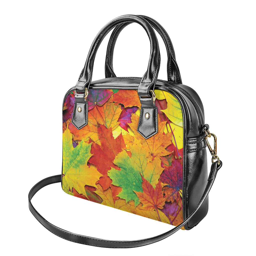 Autumn Maple Leaves Print Shoulder Handbag