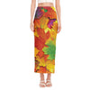 Autumn Maple Leaves Print Side Slit Maxi Skirt