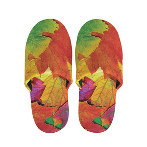 Autumn Maple Leaves Print Slippers