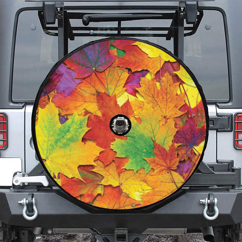 Autumn Maple Leaves Print Tire Cover With Camera Hole