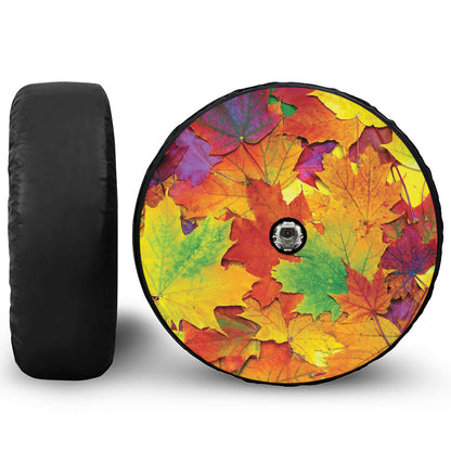 Autumn Maple Leaves Print Tire Cover With Camera Hole