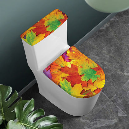 Autumn Maple Leaves Print Toilet Lid And Tank Cover Set
