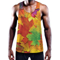 Autumn Maple Leaves Print Men's Workout Tank Top