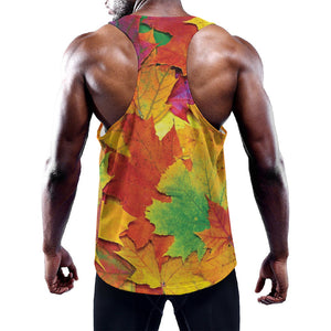 Autumn Maple Leaves Print Training Tank Top