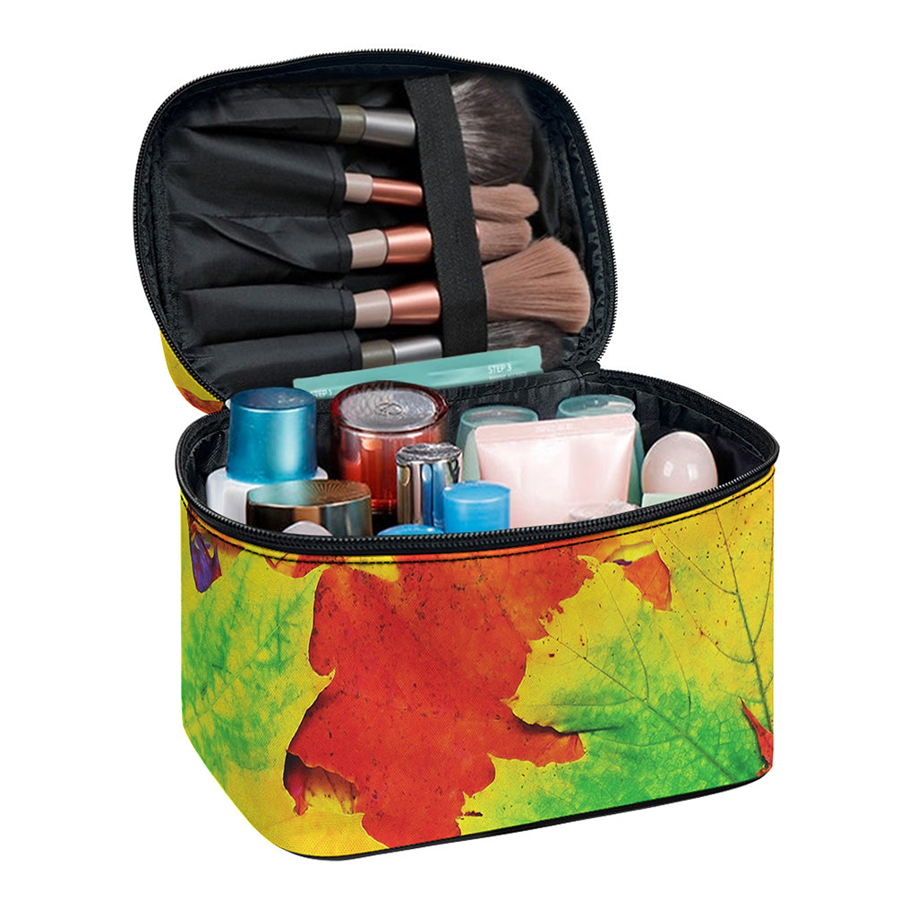 Autumn Maple Leaves Print Travel Makeup Bag
