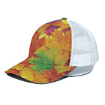 Autumn Maple Leaves Print White Mesh Trucker Cap