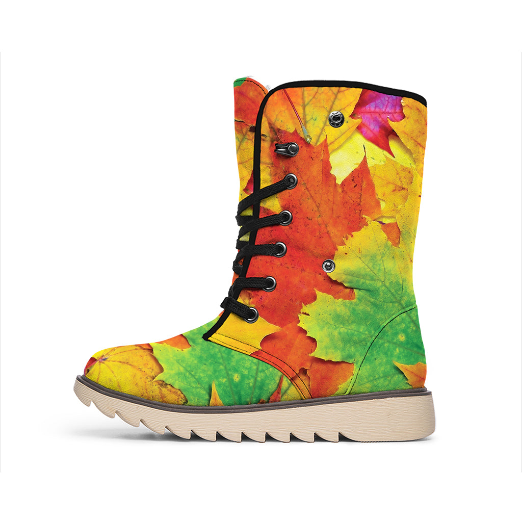 Autumn Maple Leaves Print Winter Boots