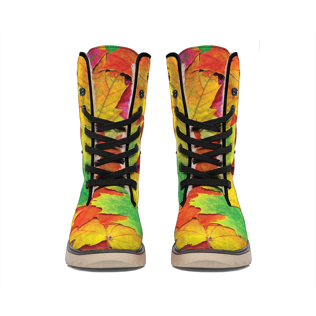 Autumn Maple Leaves Print Winter Boots