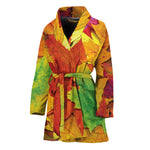 Autumn Maple Leaves Print Women's Bathrobe