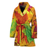 Autumn Maple Leaves Print Women's Bathrobe