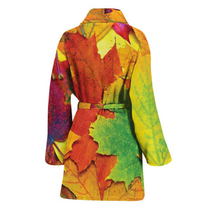 Autumn Maple Leaves Print Women's Bathrobe