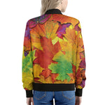 Autumn Maple Leaves Print Women's Bomber Jacket