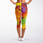 Autumn Maple Leaves Print Women's Capri Leggings