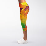Autumn Maple Leaves Print Women's Capri Leggings
