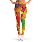 Autumn Maple Leaves Print Women's Leggings