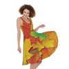 Autumn Maple Leaves Print Women's Sleeveless Dress