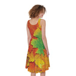 Autumn Maple Leaves Print Women's Sleeveless Dress