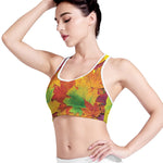 Autumn Maple Leaves Print Women's Sports Bra