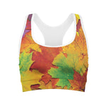 Autumn Maple Leaves Print Women's Sports Bra