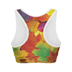 Autumn Maple Leaves Print Women's Sports Bra