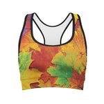 Autumn Maple Leaves Print Women's Sports Bra