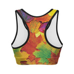Autumn Maple Leaves Print Women's Sports Bra