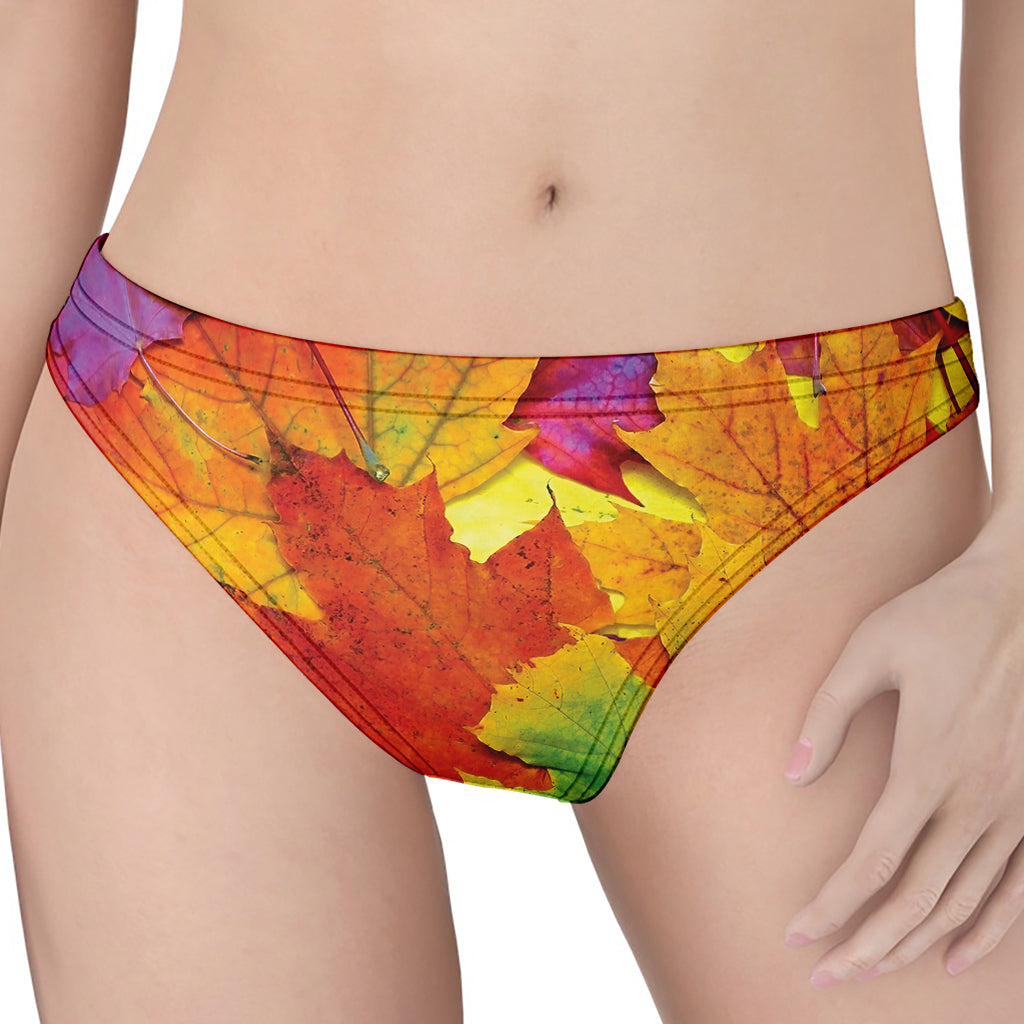 Autumn Maple Leaves Print Women's Thong