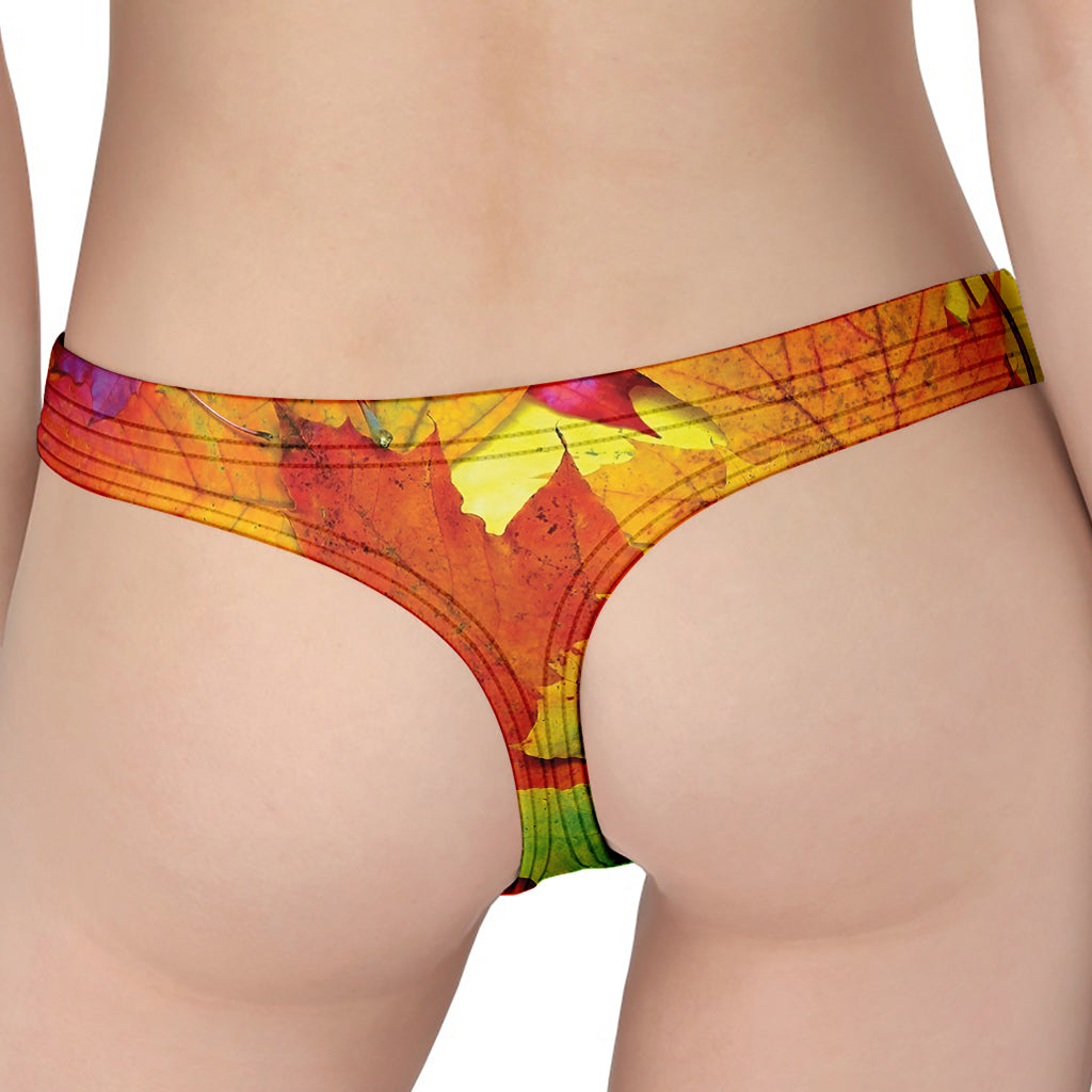 Autumn Maple Leaves Print Women's Thong