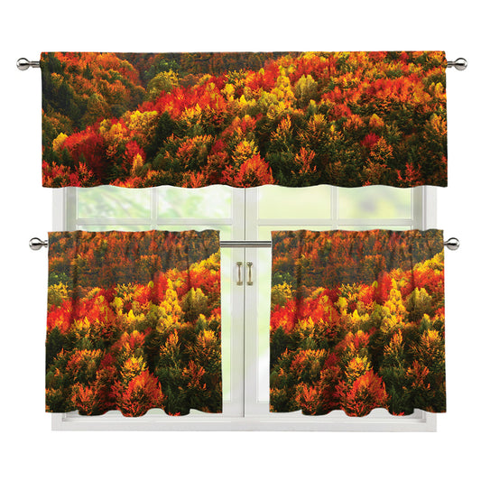 Autumn Mountain Print 3 Piece Kitchen Curtains
