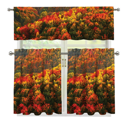 Autumn Mountain Print 3 Piece Kitchen Curtains
