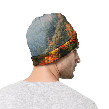 Autumn Mountain Print Beanie