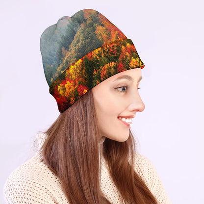 Autumn Mountain Print Beanie
