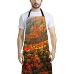 Autumn Mountain Print Bib Apron With Pocket