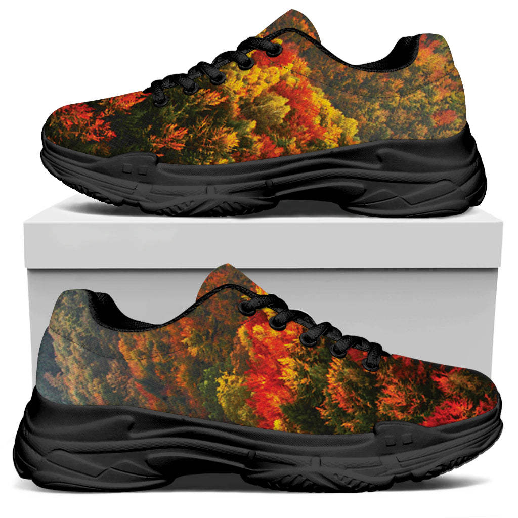 Autumn Mountain Print Black Chunky Shoes